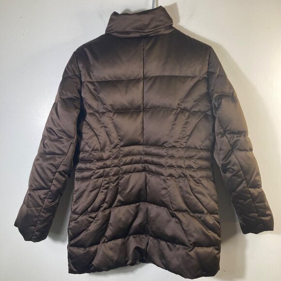 Womens St Johns Bay Down Puffer Parka Jacket Faux Fur Lined‎ Brown M - Picture 2 of 10